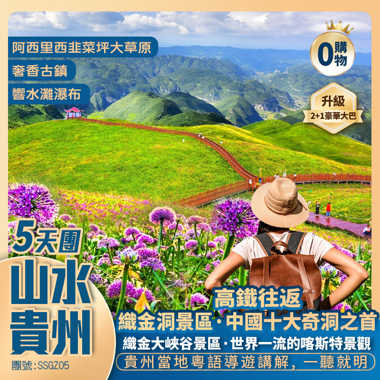 【山水貴州】“地球的藍寶石“貴州屋脊”【阿西裏西韭菜坪大草原】、“世界一流的喀斯特景觀”【織金大峽谷】、非物質彝族文化遺產【奢香古鎮】 高鐵純玩5天團