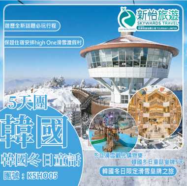 冬日滑雪觀光購物樂 ‧ 韓國冬日童話皇牌5天 